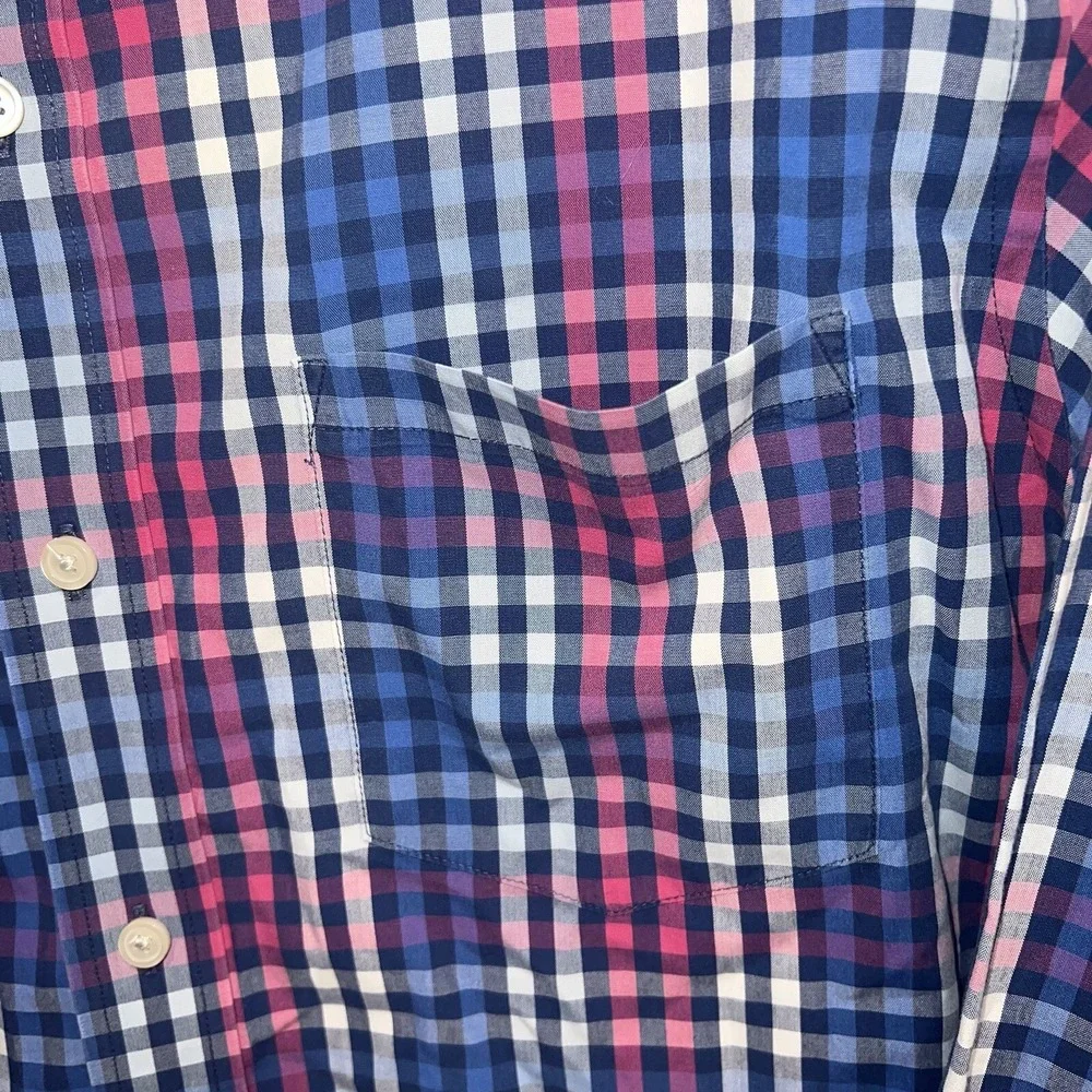 Banana Republic Shirt Men's Sz M Pink Blue White Soft Wash Check Button Up Plaid